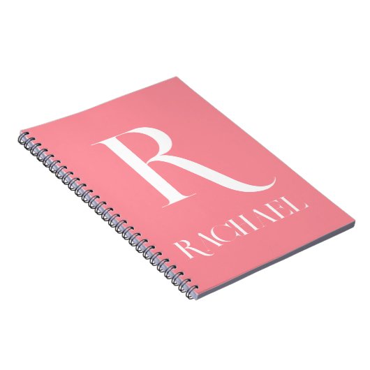 Carnet Monogramme Nom Moderne Design Rose (Côté Droit)