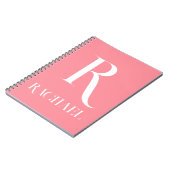 Carnet Monogramme Nom Moderne Design Rose (Côté gauche)