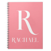 Carnet Monogramme Nom Moderne Design Rose (Devant)