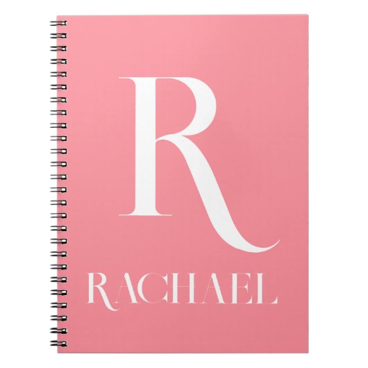 Carnet Monogramme Nom Moderne Design Rose (Devant)