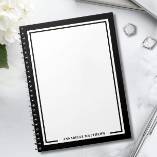 Carnet Monogramme Nom Noir Blanc