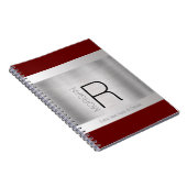 Carnet Monogramme & Nom Noir Gris Rouge Profond Argent Br (Côté Droit)