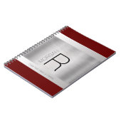 Carnet Monogramme & Nom Noir Gris Rouge Profond Argent Br (Côté gauche)