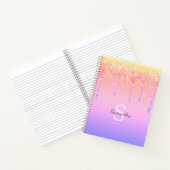 Carnet Monogramme Nom Paillettes Arc-en-ciel Chic (Intérieur)