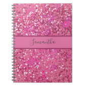 Carnet Monogramme Nom Parties scintillant rose chaud étin (Devant)