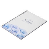 Carnet Monogramme Nom personnalisé Dusty Blue Roses Paste (Côté gauche)