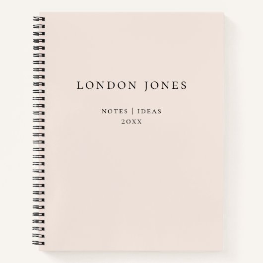 Carnet Monogramme Nom Personnalisé Rose Pâle Simple (Devant)