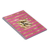 Carnet Monogramme Nom Rayures Rose Or (Côté Droit)