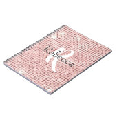 Carnet Monogramme Nom Rose Blush Diamant Studieux Tendanc (Côté gauche)