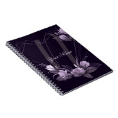 Carnet Monogramme Nom Violet Floral Violet Cadre géométri (Côté Droit)