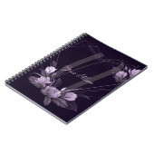 Carnet Monogramme Nom Violet Floral Violet Cadre géométri (Côté gauche)