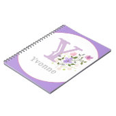 Carnet Monogramme & nom Yvonne avec fleurs (Côté gauche)