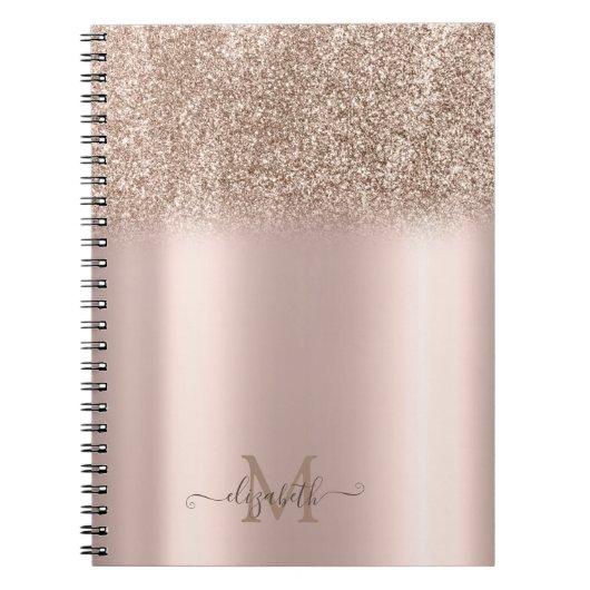 Carnet Monogramme ombré pailleté or rose (Devant)