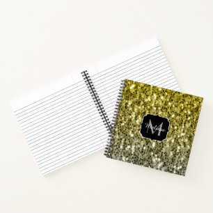 Carnet Monogramme ombre paillettes scintillantes or argen