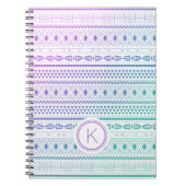 Carnet Monogramme Ombre violet bleu Boho (Devant)
