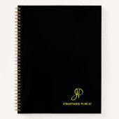 Carnet Monogramme Or Elegant Script Main Nom initial (Devant)