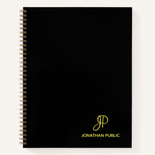 Carnet Monogramme Or Elegant Script Main Nom initial