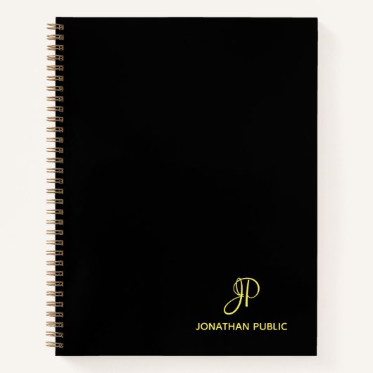 Carnet Monogramme Or Elegant Script Main Nom initial (Devant)