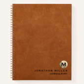 Carnet Monogramme or en cuir simple (Devant)