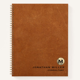 Carnet Monogramme or en cuir simple