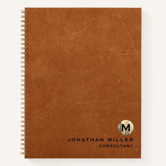 Carnet Monogramme or en cuir simple (Devant)
