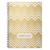 Carnet Monogramme Or Et Blanc Zigzag Chevron (Devant)