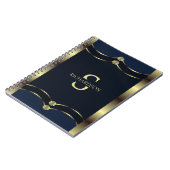Carnet Monogramme Or et bleu marine Géométrique (Côté gauche)
