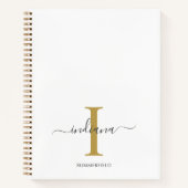 Carnet Monogramme Or Gris Script Nom Initial (Devant)