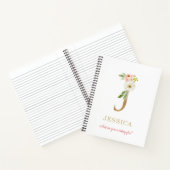 Carnet Monogramme Or Lettre J | Devise ou citation floral (Intérieur)