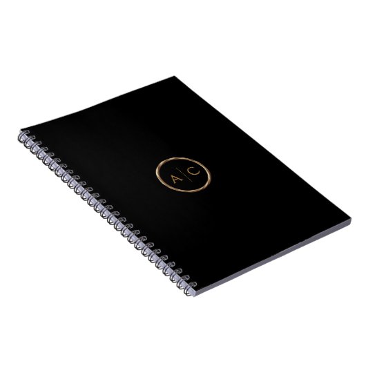 Carnet Monogramme Or Minimal sur NOIR (Côté Droit)