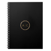 Carnet Monogramme Or Minimal sur NOIR (Devant)
