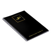 Carnet Monogramme Or Modèle noir Elégant Spiral moderne (Côté Droit)