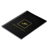 Carnet Monogramme Or Modèle Noir Élégant Spirale Moderne (Côté gauche)