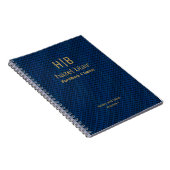 Carnet Monogramme or moderne Carrés bleu marine (Côté Droit)