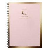 Carnet Monogramme or rose encadré (Devant)