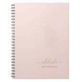 Carnet Monogramme or rose rose moderne Nom du script Simp (Devant)