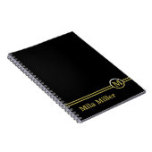 Carnet Monogramme or sur arrière - plan noir (Côté Droit)