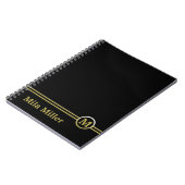 Carnet Monogramme or sur arrière - plan noir (Côté gauche)