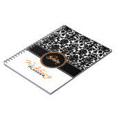 Carnet Monogramme orange noir blanc Mariage damassé Plann (Côté gauche)