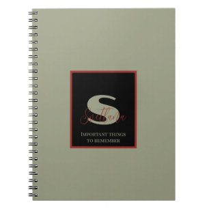 Carnet Monogramme orange vert en forme lisse Nom personna
