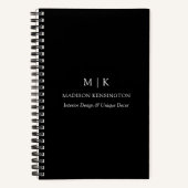 Carnet Monogramme ou ajouter un logo Business Black (Recto)
