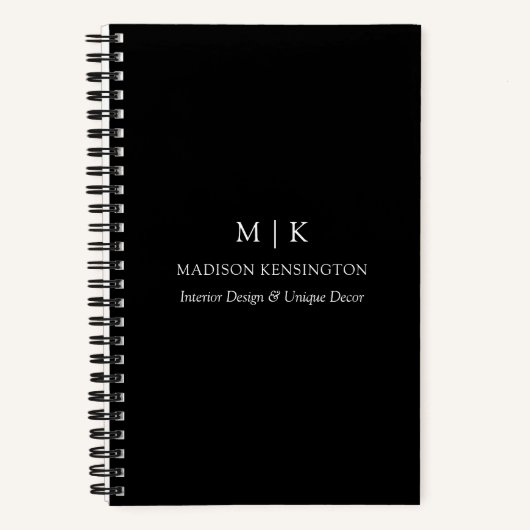 Carnet Monogramme ou ajouter un logo Business Black (Recto)