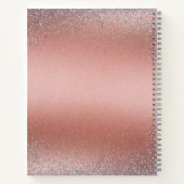 Carnet Monogramme pailleté en métal brossé or rose (Dos)