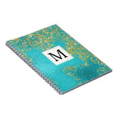 Carnet Monogramme Pailleté Faux Aqua Or (Côté Droit)