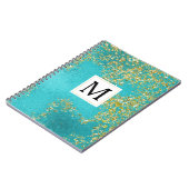 Carnet Monogramme Pailleté Faux Aqua Or (Côté gauche)