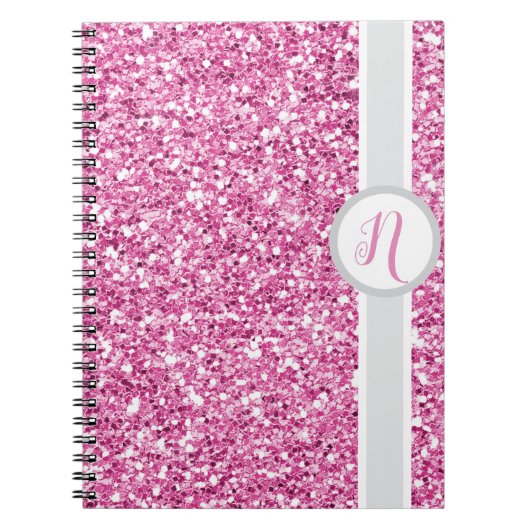 Carnet Monogramme Pailleté Rose (Devant)