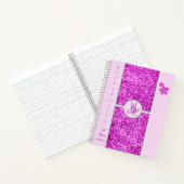 Carnet Monogramme pailleté rose avec Fleurs (Intérieur)