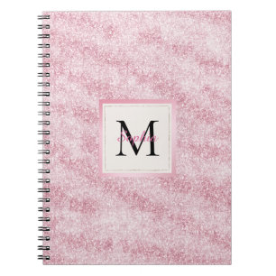 Carnet Monogramme Pailleté Rose Tendre