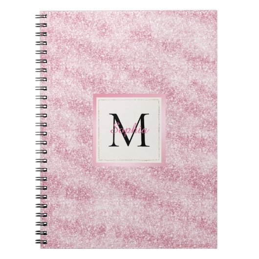 Carnet Monogramme Pailleté Rose Tendre (Devant)