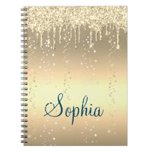 Carnet Monogramme Paillettes Brillantes Dorées Glitter Mé